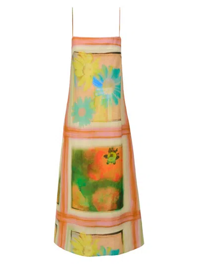 Staud Laura Sleeveless Linen Maxi Dress In Pink