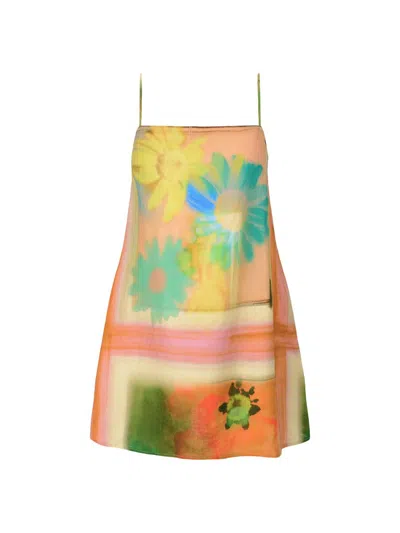 Staud Laura Linen Mini Dress In Multi