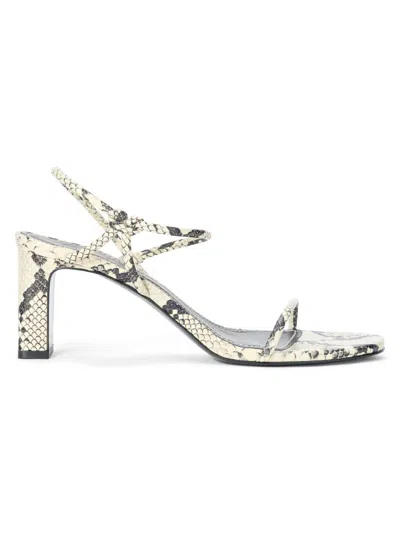 Staud 65mm Laurel Snake-embossed Leather Sandals In Animal Print