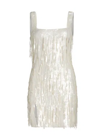 Staud Women's Le Sable Sequined Fringe-trimmed Minidress In White