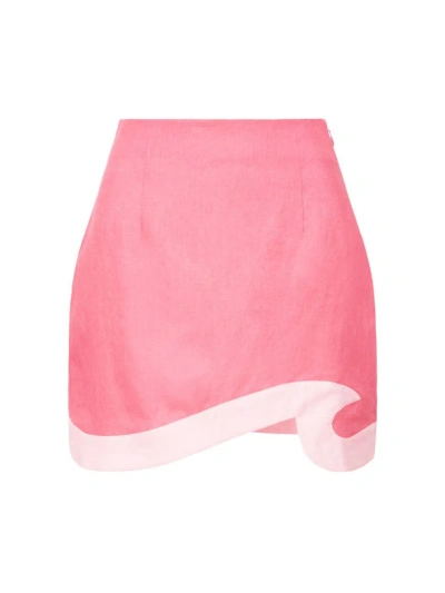 Staud Women's Leandro Two-tone Linen Miniskirt In Coral Paradise Pearl Pink