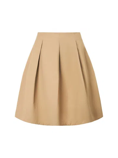 Staud Women's London Cotton Pleated Skirt In Khaki