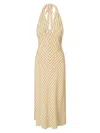 Staud Louise Striped Silk Midi Dress In Brown