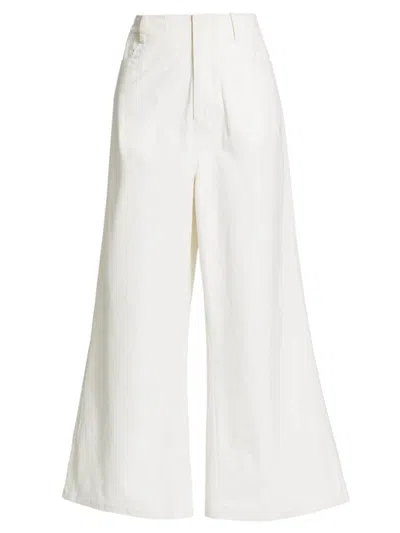 Staud Women's Luca Stretch Cotton Wide-leg Crop Pants In White
