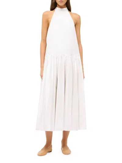 Staud Women's Marlowe Poplin Halter Maxi Dress In White