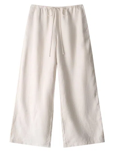 Staud Women's Mateo Linen Wide-leg Drawstring Pants In Brown