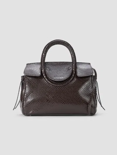 Staud Women's Maude Mini Snakeskin Embossed Carryall Bag In Espresso Snake