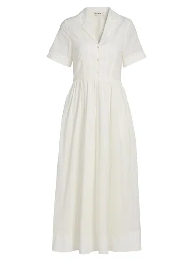 Staud Women's Meryl Voile Midi Shirtdress In White
