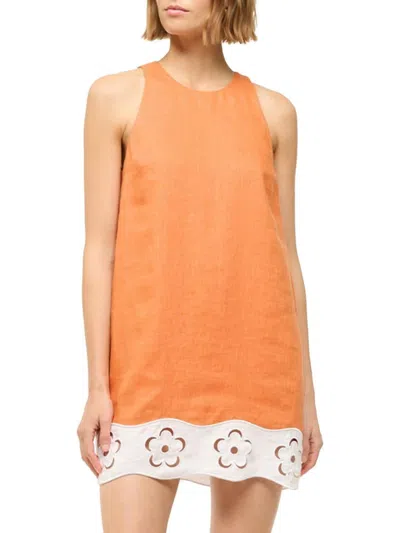 Staud Women's Mika Floral Eyelet-trimmed Linen Shift Minidress