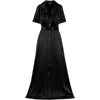 STAUD STAUD WOMEN MILLIE BELTED ACETATE POLYESTER MAXI DRESS SOLID BLACK