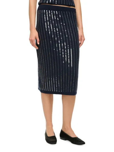 Staud Women's Mimi Sequined Midi-skirt In Blue
