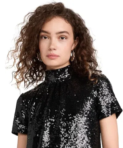 Staud Ilana Sequinned Mini Dress In Black