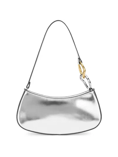 Staud Women's Mini Ollie Metallic Leather Shoulder Bag In Silver