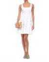 Staud Wells Pleated Embellished Cotton-blend Poplin Mini Dress In White