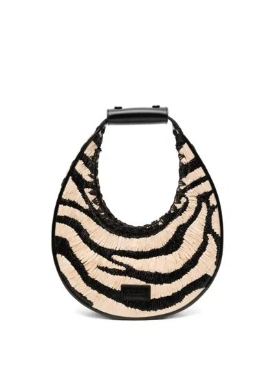 Staud Women's Moon Raffia Tote Bag In Zebra In Multi