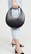 Staud Women Moon Suede Leather Top Handle Tote Handbag Black Os In Black