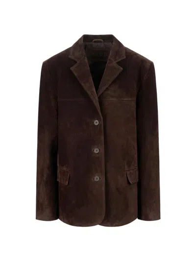 Staud Women's Natalie Suede Oversized Jacket In Brown