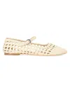 Staud Nell Woven Leather Ballet Flats In Cream