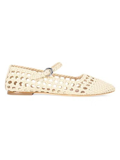 Staud Nell Woven Leather Ballet Flats In Cream
