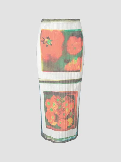 Staud Noemi Ribbed Knit Midi Skirt In Multi