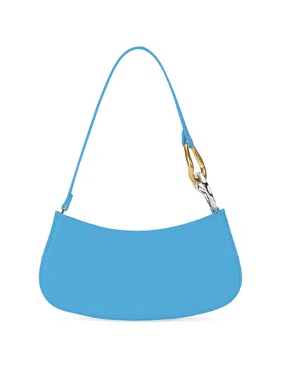Staud Ollie Leather Shoulder Bag In Blue