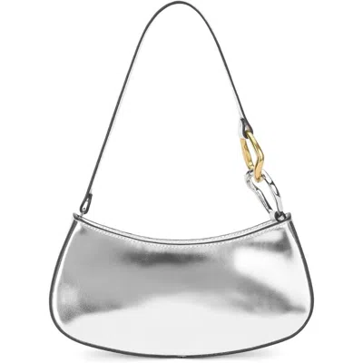 STAUD STAUD WOMEN'S OLLIE LEATHER SHOULDER BAG, CHROME