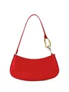 Staud Ollie Cow Leather Crescent Shoulder Bag In Red
