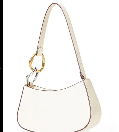 Staud Ollie Polished Leather Top Handle Bag In White