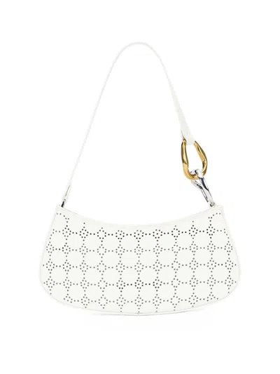 Staud Women's Ollie Perforated Leather Shoulder Bag In Paper