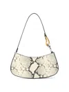 Staud Ollie Curved Python-embossed Leather Shoulder Bag In White