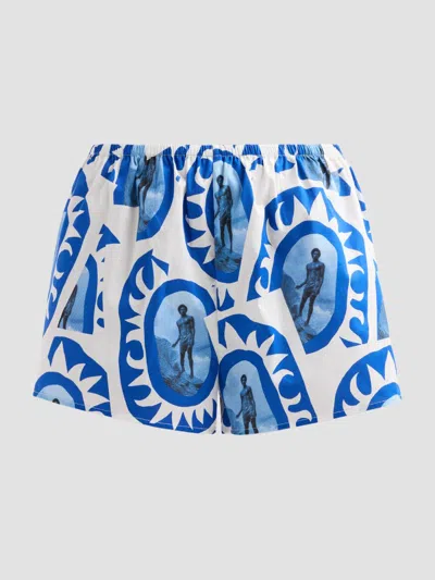 Staud Women's Paddle Printed Cotton Shorts In Blue