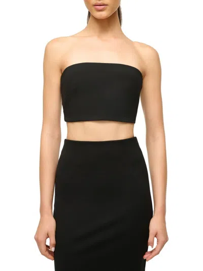 STAUD WOMEN'S PALLADIUM CROPPED BANDEAU ZIP TOP