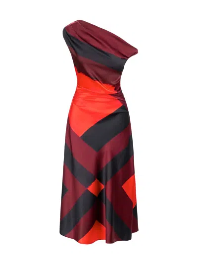 Staud Phare One-shoulder Stretch Silk Midi Dress In Black