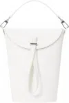 Staud Leather Bucket Bag Top Handle In White