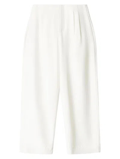 Staud Women's Pierre Pleated Wool-silk Wide-leg Pants In White
