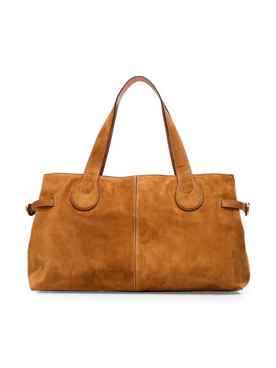 Staud Women's Piper East-west Suede Tote Bag In Brown