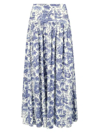 Staud Women's Procida Cotton Toile Maxi Skirt In Blue