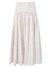 Staud Procida Gathered Midi High Waist Dress In White