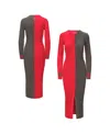 Staud Women's Red/pewter Tampa Bay Buccaneers Shoko Knit Button-up Sweater Dress In Red,pewter
