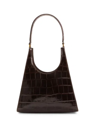 Staud Women's Rey Croc Embossed Leather Shoulder Bag In Brown