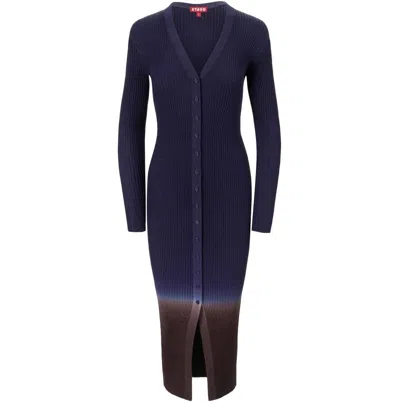 STAUD STAUD WOMEN'S RIBBED SHOKO SWEATER DRESS, TWILIGHT DIP DYE