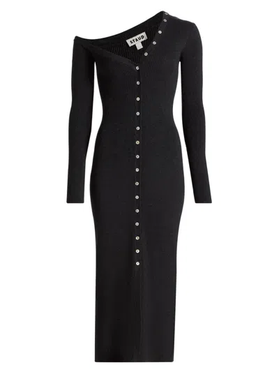 Staud Women's Ribbed Wool-blend Midi-sweater Dress In Black
