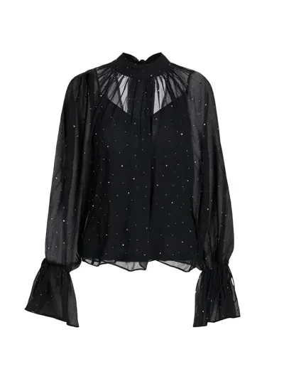 Staud Roux Rhinestone Detail Top In Black