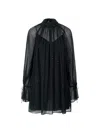 Staud Roux Crystal-embellished Gathered Crepon Mini Dress In Black