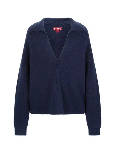 Staud Women's Ruston Rib-knit V-neck Sweater In Blue