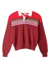 Staud Sail Polo Knit Top In Cardinal Stripe In Multi