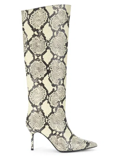 Staud Women's Sebastian 75mm Snake-embossed Leather Boots In Brown