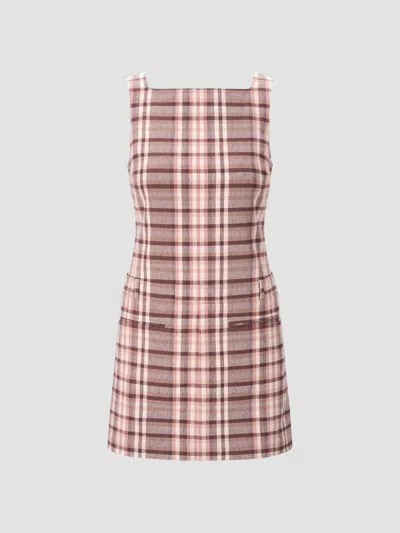 Staud Women's Shea Plais Linen-blend Mini Dress In Tuscany Plaid