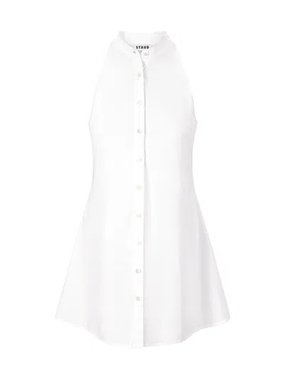 Staud Women's Shirley Cotton Poplin Halter Minidress In White