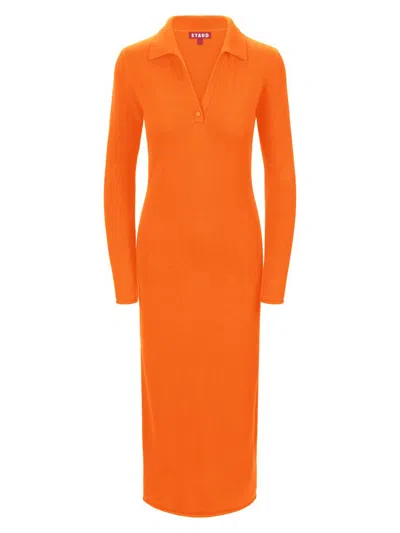 Staud Women's Sienna Knit Polo Maxi Dress In Orange